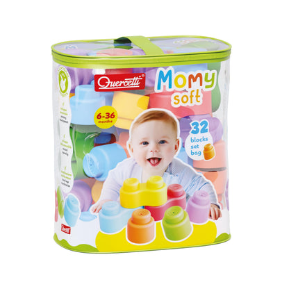 QUERCETTI 4143 MOMY Soft, constructiespeelgoed van zacht kunststof, voor de vroege kindertijd, 32 delen, meerkleurig