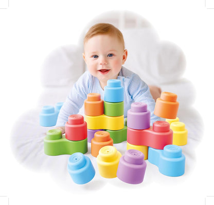QUERCETTI 4143 MOMY Soft, constructiespeelgoed van zacht kunststof, voor de vroege kindertijd, 32 delen, meerkleurig
