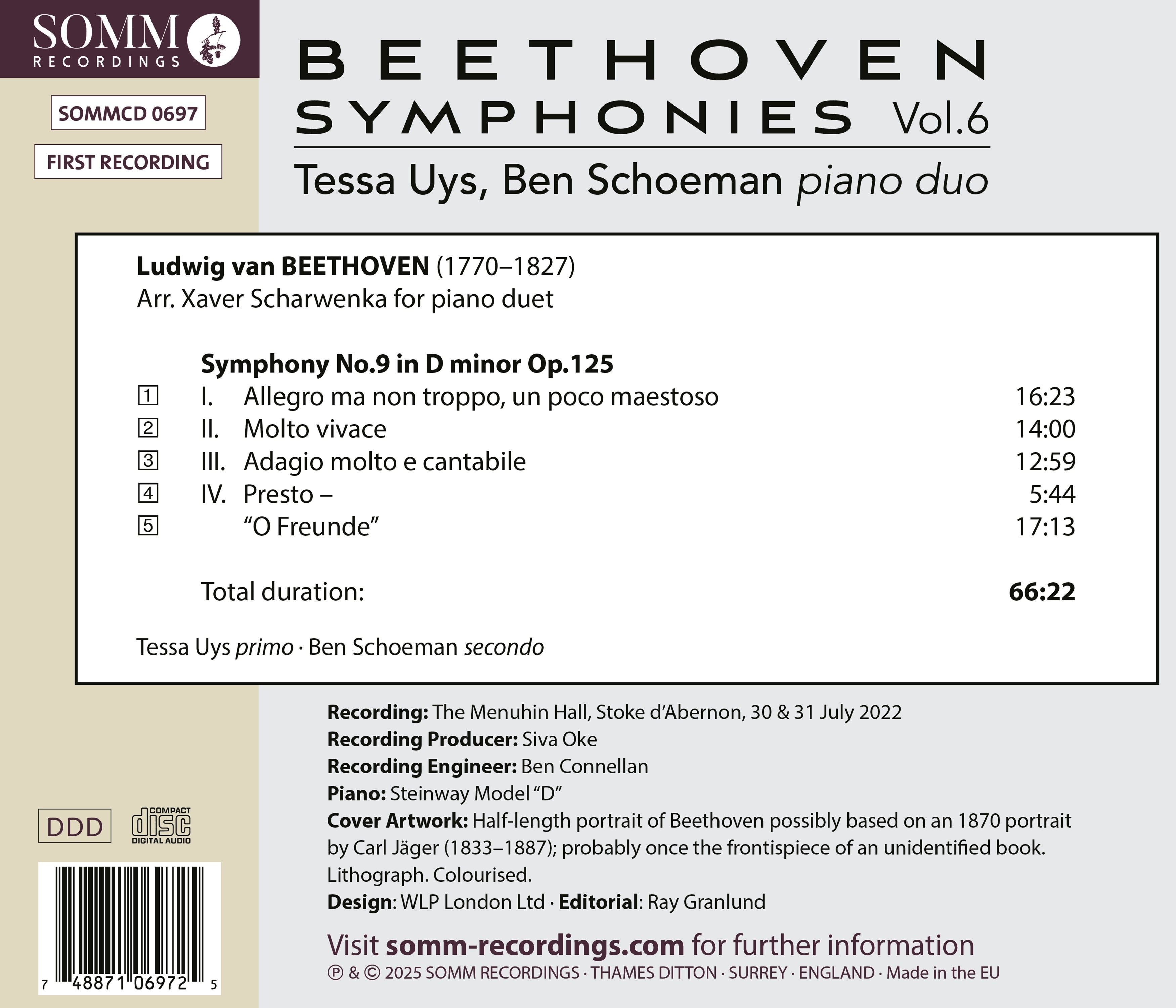 Beethoven: Symphony No. 9: Arr. Xaver Scharwenka for Piano Duet