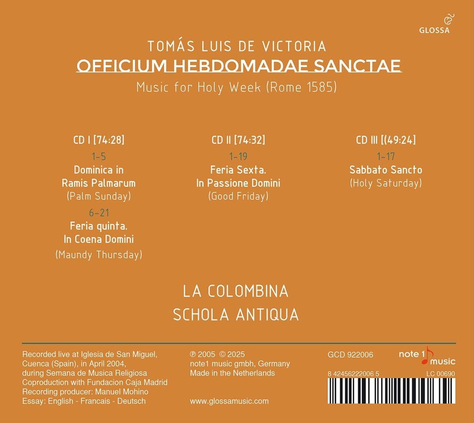 Tomás Luis De Victoria: Officium Hebdomadae Sanctae