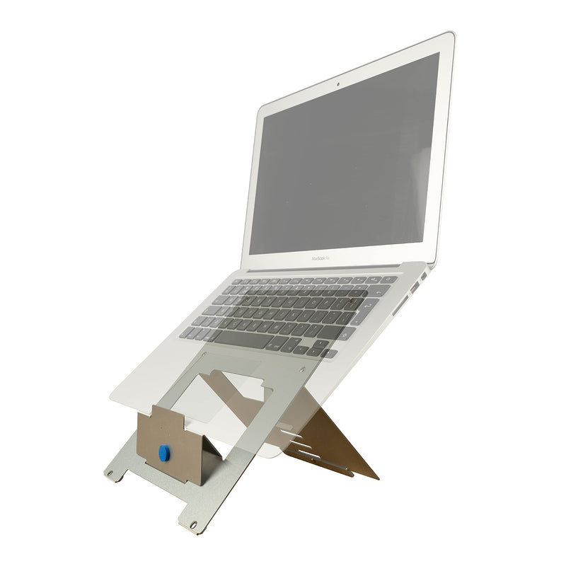 R-Go Tools Ergonomic Laptop Stand, Ultra-thin Aluminum, Adjustable Portable Notebook riser for desk, Compatible with 10-22" MacBook/Air Pro/Dell XPS/Lenovo, Support up to 11ibs, Silver