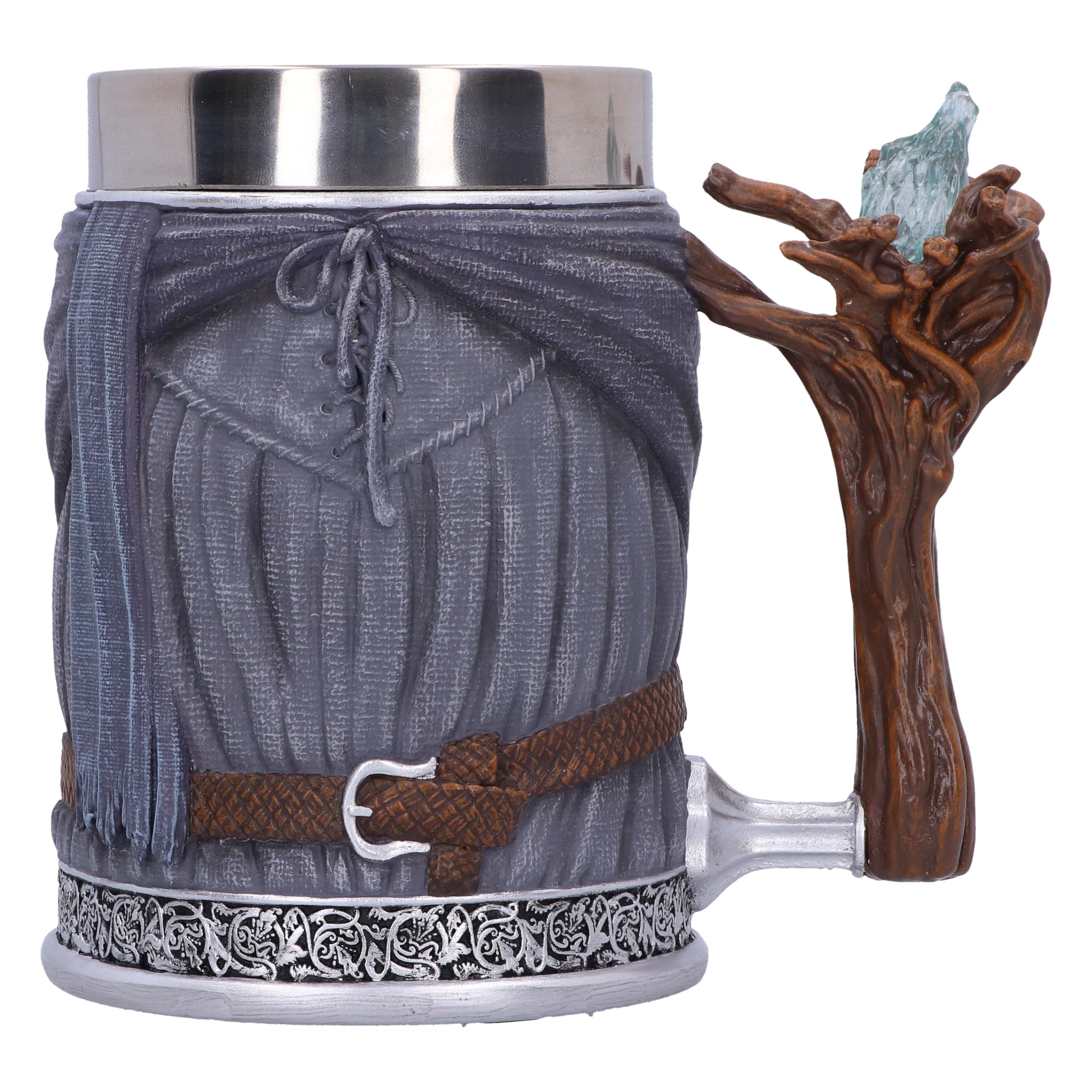 Nemesis Now Lord of the Rings Gandalf The Grey Tankard 15,5 cm, hars, grijs, officieel gelicentieerde Lord of the Rings merchandise, gegoten in de fijnste hars, vakkundig handgeschilderd