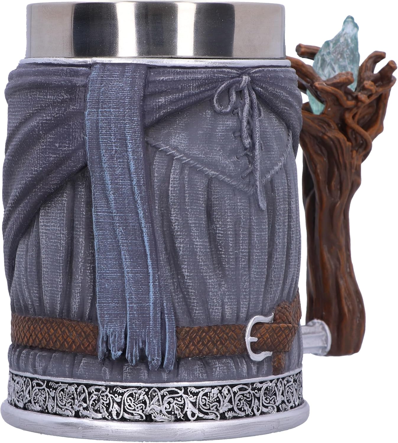 Nemesis Now Lord of the Rings Gandalf The Grey Tankard 15,5 cm, hars, grijs, officieel gelicentieerde Lord of the Rings merchandise, gegoten in de fijnste hars, vakkundig handgeschilderd