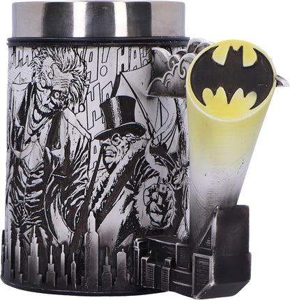 Nemesis Now Batman Super Villains - Jarra de cerveza con diseño de cómic, resina, color negro, taza de cerveza oficial de DC Batman, inserto extraíble de acero inoxidable, fundido en la mejor resina