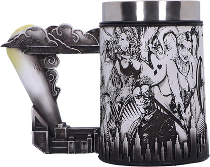 Nemesis Now Batman Super Villains - Jarra de cerveza con diseño de cómic, resina, color negro, taza de cerveza oficial de DC Batman, inserto extraíble de acero inoxidable, fundido en la mejor resina