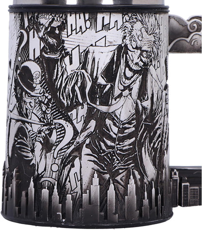 Nemesis Now Batman Super Villains - Jarra de cerveza con diseño de cómic, resina, color negro, taza de cerveza oficial de DC Batman, inserto extraíble de acero inoxidable, fundido en la mejor resina