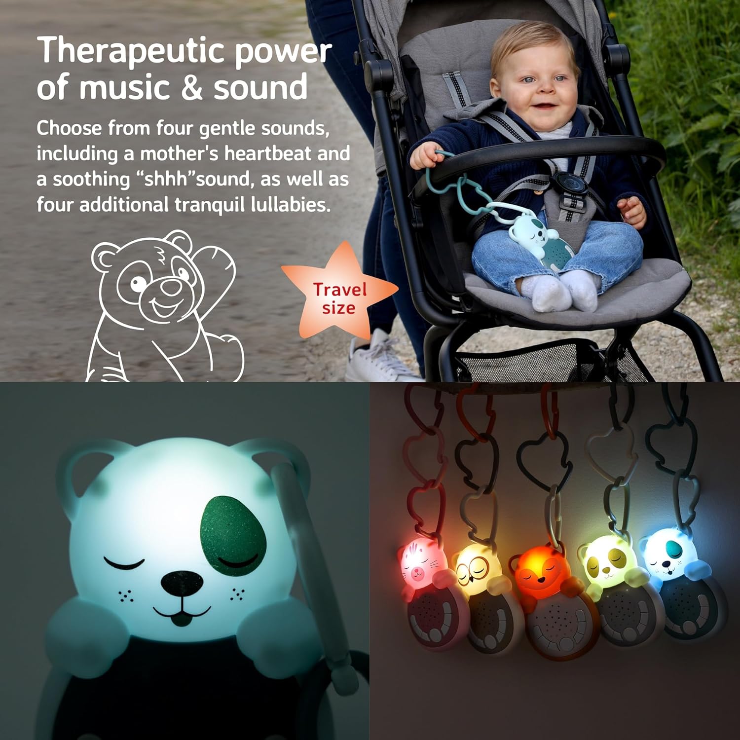 Cloud b Travel Comfort Sound Machine w/Calming Light | 4 White Noise and 4 Lullabies | Re-Activating Smart Sensor | Sweet Dreamz Dog