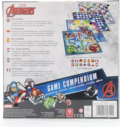 Cartamundi Marvel Games Compendium, Enjoy 35 Games Including Nine Men's Morris, Draughts, Ludo, Ladders Board Game, Great Gift For Ages 5+, Multicolor, 4.9 x 26.9 x 26.9 cm