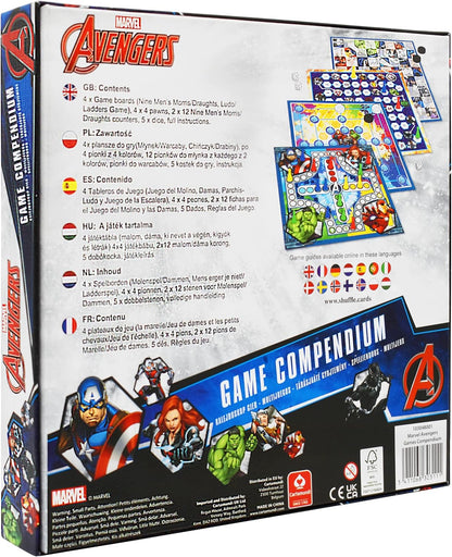 Cartamundi Marvel Games Compendium, Enjoy 35 Games Including Nine Men's Morris, Draughts, Ludo, Ladders Board Game, Great Gift For Ages 5+, Multicolor, 4.9 x 26.9 x 26.9 cm