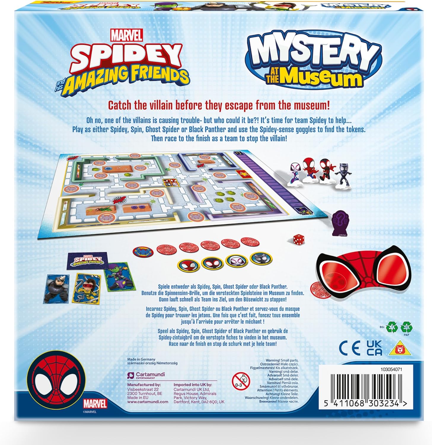 Spidey and Friends Mystery At The Museum, Help Team Spidey Catch The Villain, Fun Game for Marvel Fans, Great Gift, 2-4 Players, Ages 4+ Years