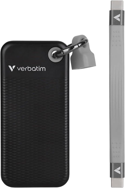 Verbatim Pocket SSD, 1TB External Hard Drive, Portable Solid State Drive USB 3.2 Gen 2 for Mac, PC & Game Console, Black/Grey
