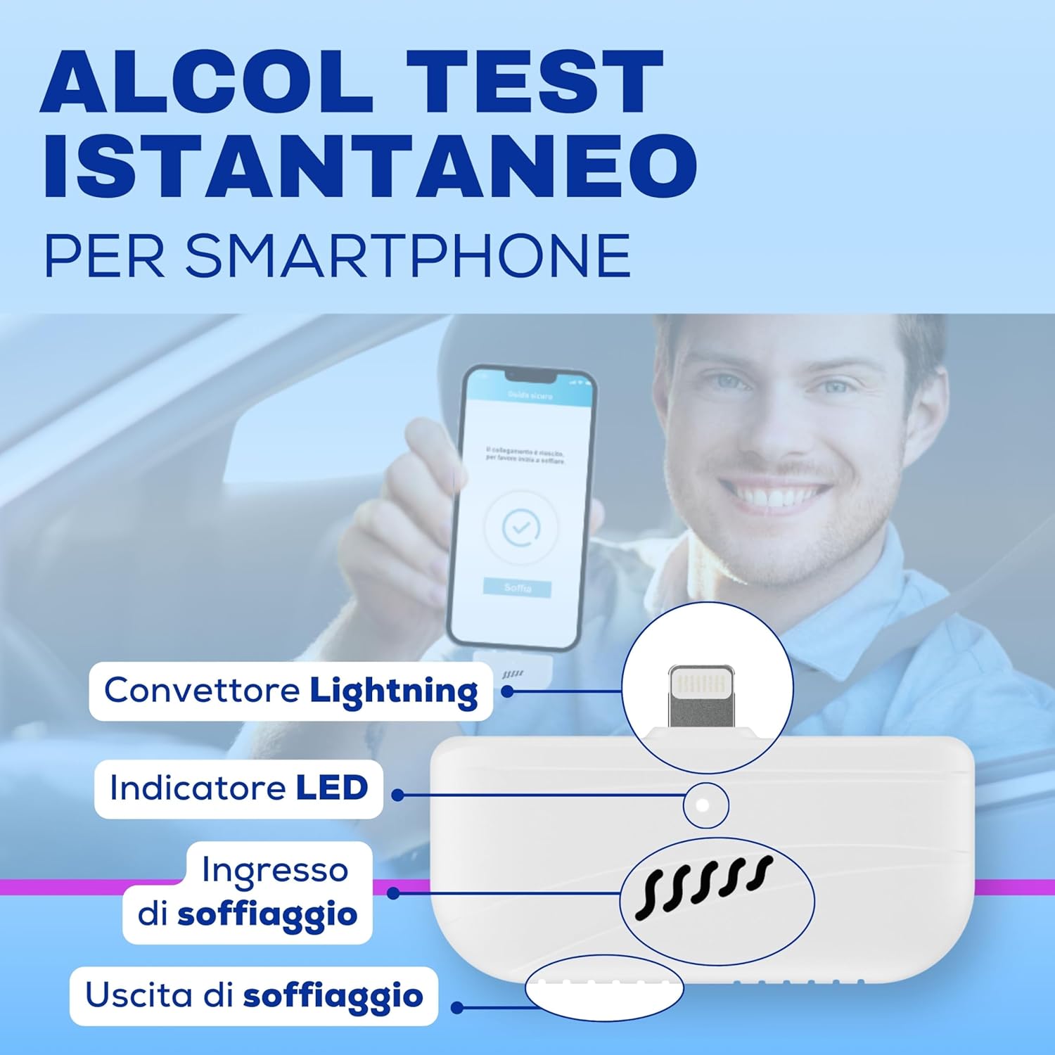 Mini Alcooltest X Smartphone Bianco