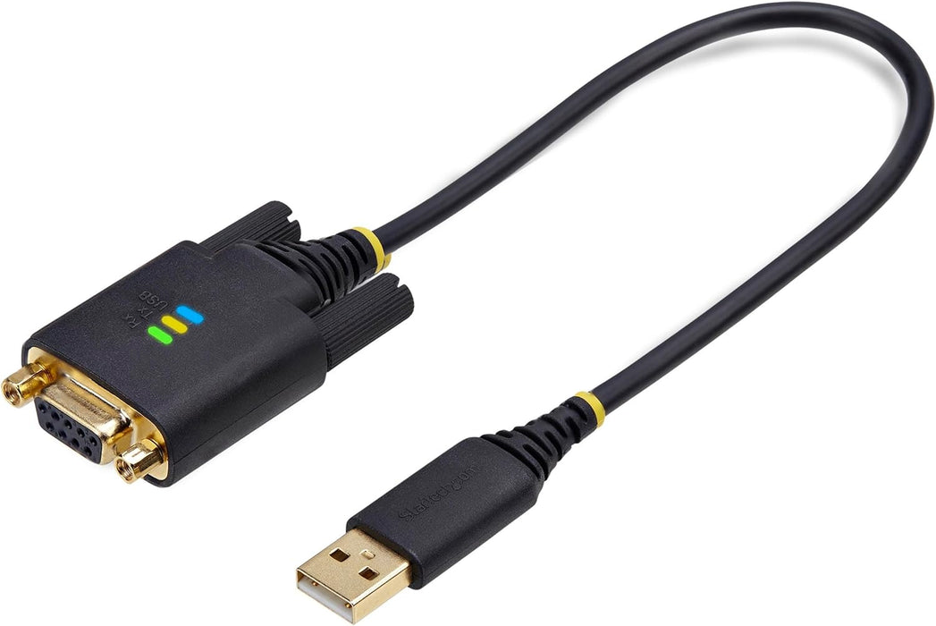 StarTech.com Cable Adaptador USB a Módem Nulo Serie DCE de 30cm - con Retención COM - FTDI - RS232 - Windows/macOS/Linux