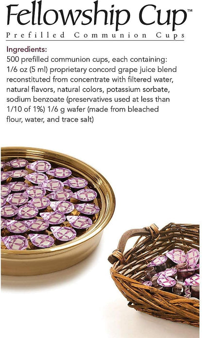 Fellowship Cup Box of 500 - Prefilled Communion Bread & Cup