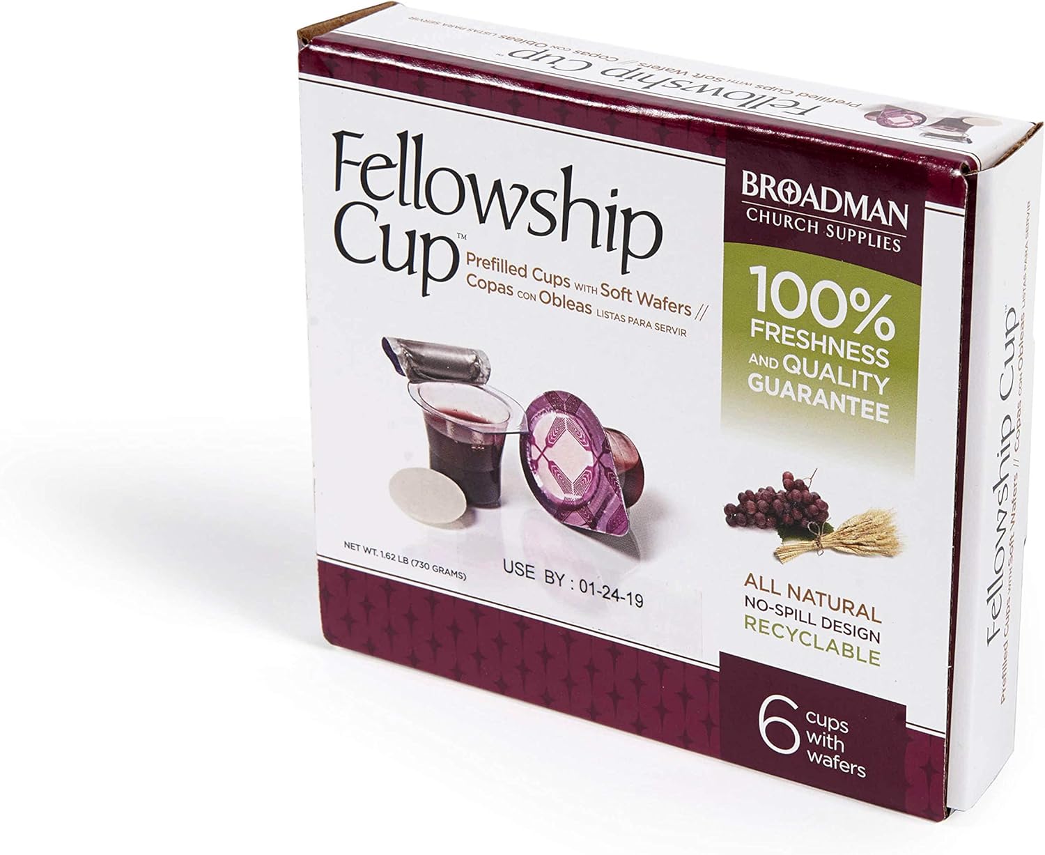 Fellowship Cup Box of 6 - Prefilled Communion Bread & Cup