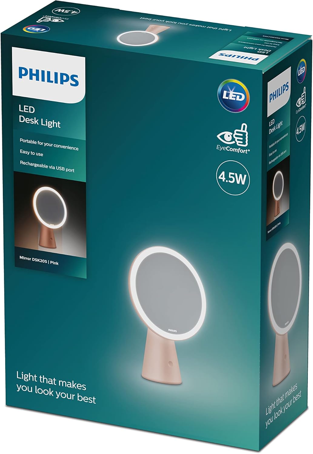 PHILIPS LED Mirror Desk Lamp  4.5W Charge with USB. for Make Up and Beauty Lighting