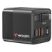 Verbatim GaN Charger 65W - Caricatore USB-C a 2 porte con cavo USB-C estraibile, adattatore USB-C e USB-A, caricatore rapido per Apple iPad, iPhone, Samsung & Co, adattatore da viaggio per EU, UK, USA
