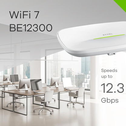 Zyxel WiFi 7 BE12300 Wireless Dual-Radio Access Point | 2 x 2,5G Ethernet | PoE+ o USB Type C alimentato (non incluso) | Cloud, App o Gestione diretta