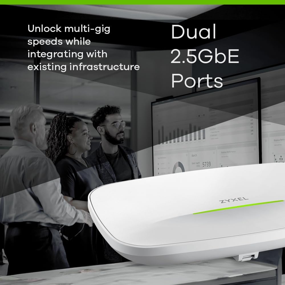 Zyxel WiFi 7 BE12300 Wireless Dual-Radio Access Point | 2 x 2,5G Ethernet | PoE+ o USB Type C alimentato (non incluso) | Cloud, App o Gestione diretta