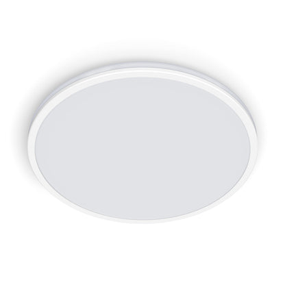 This sleek slim white ceiling light is designed to compliment any ceiling. The clean round lines of the main light are accented wi