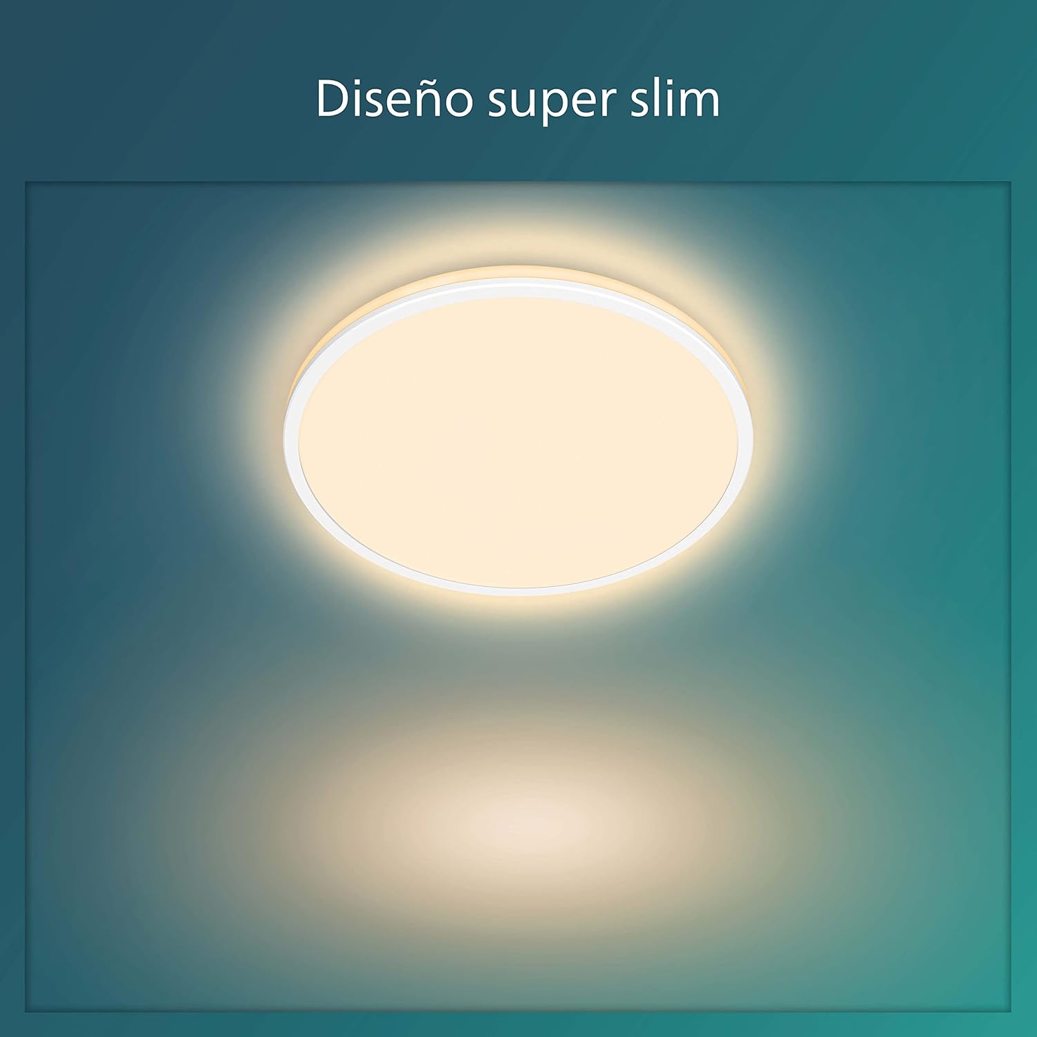 This sleek slim white ceiling light is designed to compliment any ceiling. The clean round lines of the main light are accented wi