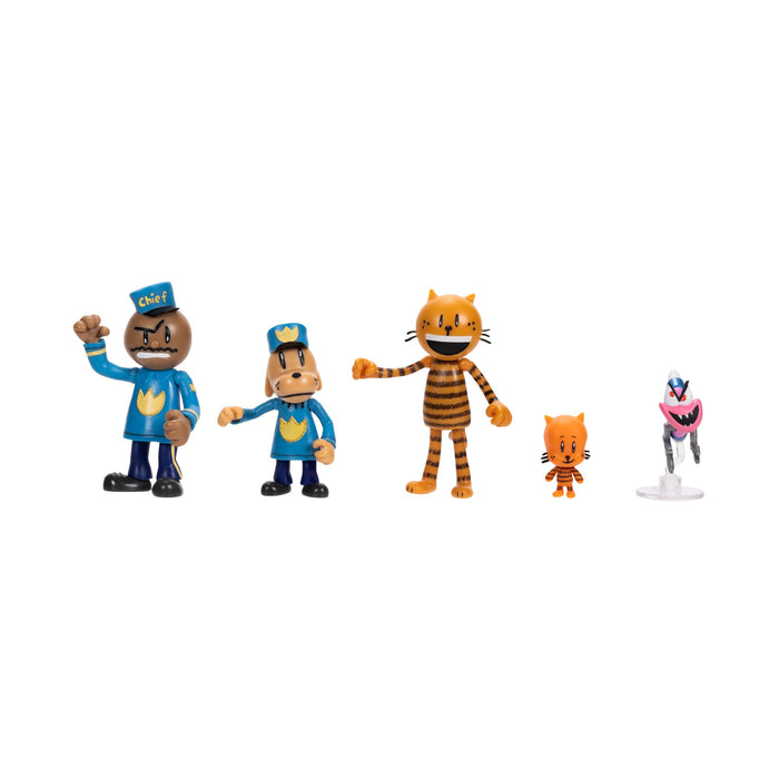 Dog Man Movie Action Figures Multipack Set by Jakks Pacific, Includes 6.3 cm Articulated Scale Figures - Inspired by the Movie Toys, Lil Petey, Petey, Chief, and Flippy!