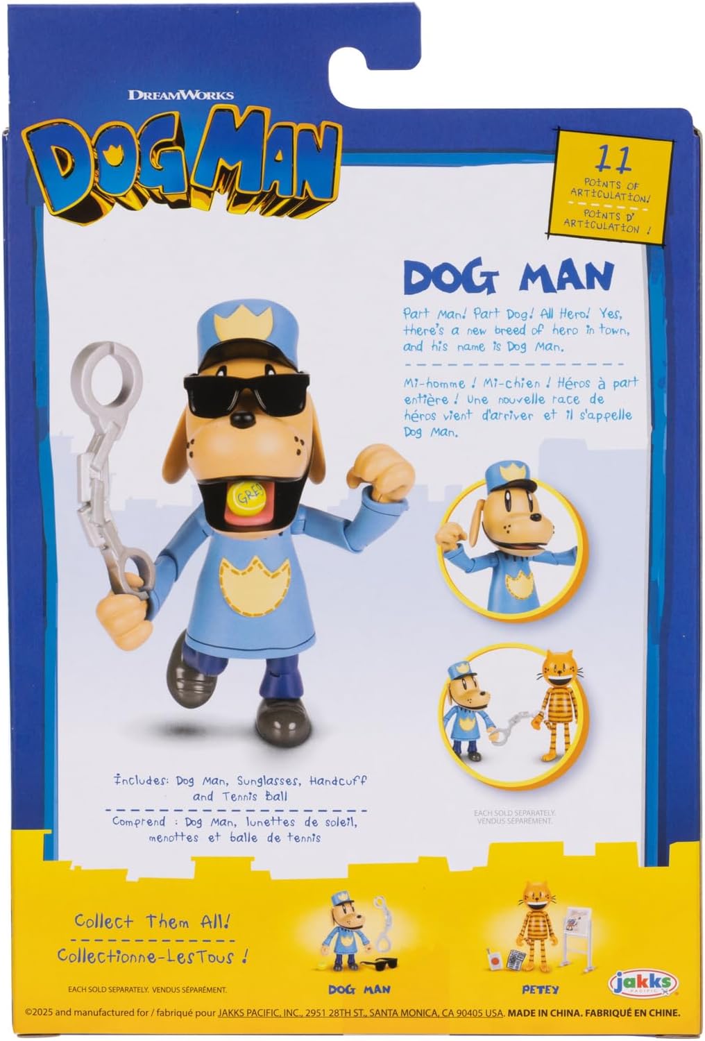 JAKKS Pacific Dog Man 12.7cm Articulated Action Figure with Accessories, Collect Movie Action Figures and Plush Toys