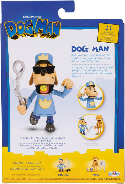 JAKKS Pacific Dog Man 12.7cm Articulated Action Figure with Accessories, Collect Movie Action Figures and Plush Toys