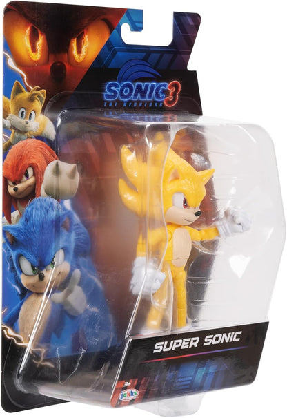 Sonic The Hedgehog Sonic 3 Movie Super Sonic Collector Toy Figure by Jakks Pacific, Stands 5” / 13 cm Tall, Highly Articulated for Boys/Girls, Officially Licensed 3 Movie, Suggested for Ages 3+