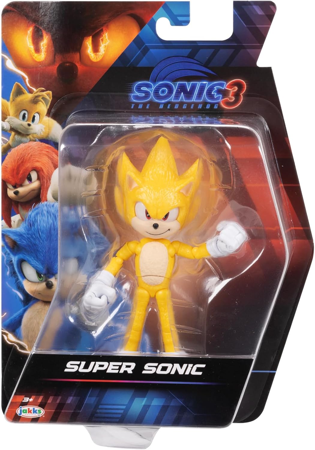 Sonic The Hedgehog Sonic 3 Movie Super Sonic Collector Toy Figure by Jakks Pacific, Stands 5” / 13 cm Tall, Highly Articulated for Boys/Girls, Officially Licensed 3 Movie, Suggested for Ages 3+