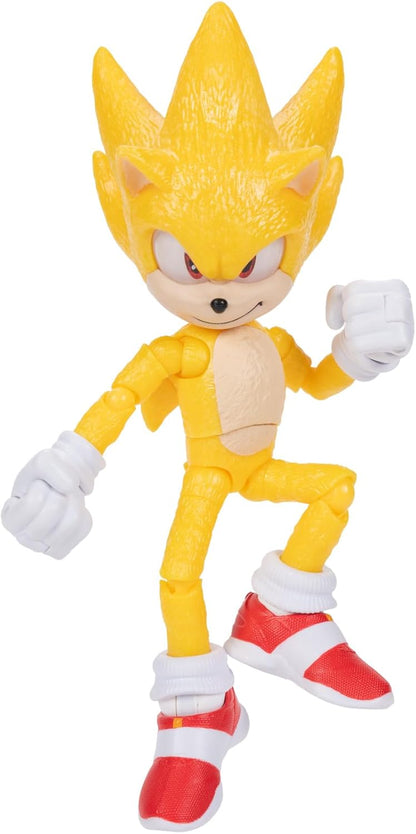 Sonic The Hedgehog Sonic 3 Movie Super Sonic Collector Toy Figure by Jakks Pacific, Stands 5” / 13 cm Tall, Highly Articulated for Boys/Girls, Officially Licensed 3 Movie, Suggested for Ages 3+