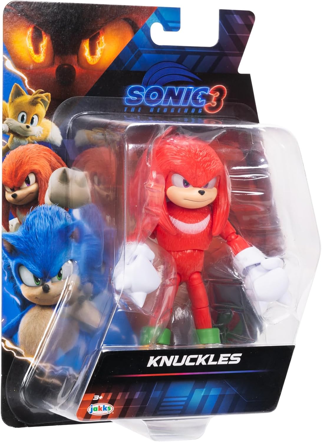 Sonic The Hedgehog Sonic 3 Movie Knuckles Sonic Collector Toy Figure by Jakks Pacific, Stands 5” / 13 cm Tall, Highly Articulated for Boys/Girls, Officially Licensed 3 Movie, Suggested for Ages 3+