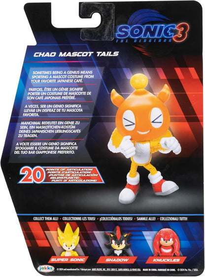 Sonic 3 The Hedgehog - Licence Officielle Sega- Figurine Articulée Chao Mascot Tails - 12,7 Cm - Jouet Enfant - Pour Les Fans De Tous Âges - Figurine à Collectioner - Détails Réalistes - 3 Ans +
