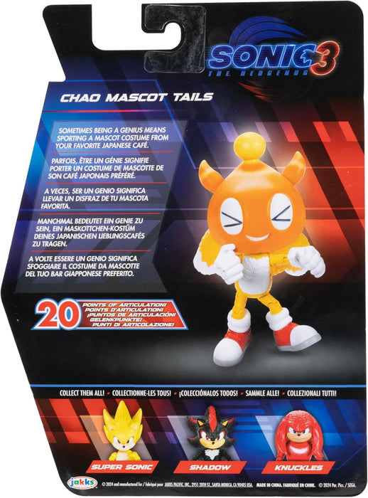 Sonic 3 The Hedgehog - Licence Officielle Sega- Figurine Articulée Chao Mascot Tails - 12,7 Cm - Jouet Enfant - Pour Les Fans De Tous Âges - Figurine à Collectioner - Détails Réalistes - 3 Ans +