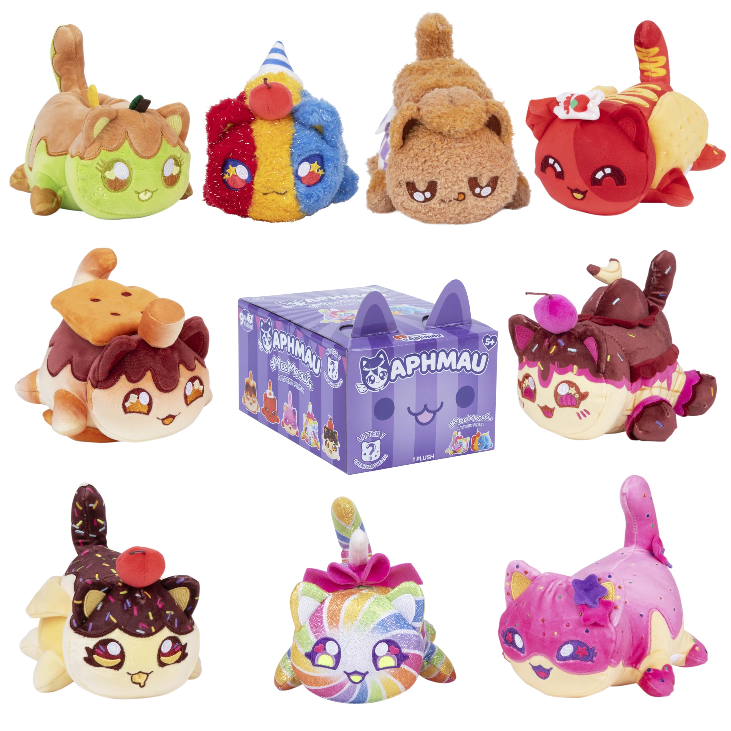 Aphmau 6” MeeMeow Mystery Plush – Series 7; YouTube Gaming Channel, Blind Box, 1 of 9 Possible, Carnival Treats MeeMeows, Official Merch, One Supplied, Styles May Vary
