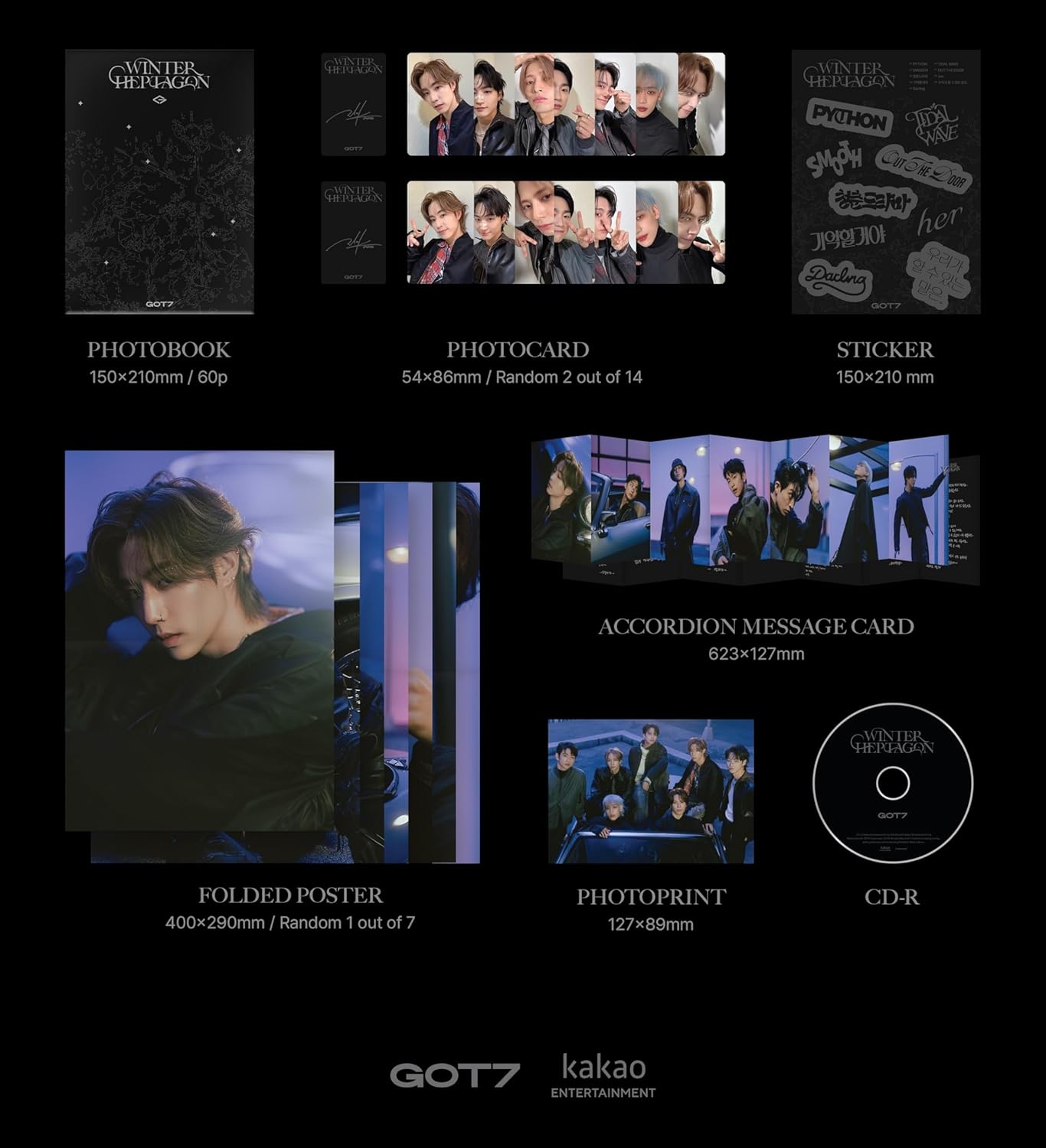Winter Heptagon - incl. 56pg Photobook, 2 Photocards, Photo Print, Folded Poster, Sticker + Accordion Message Card