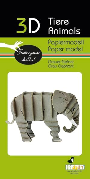 3D Paper Model Grey Elephant