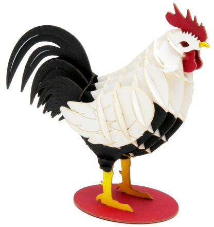 Fridolin 3D Papiermodell - Hahn bunt