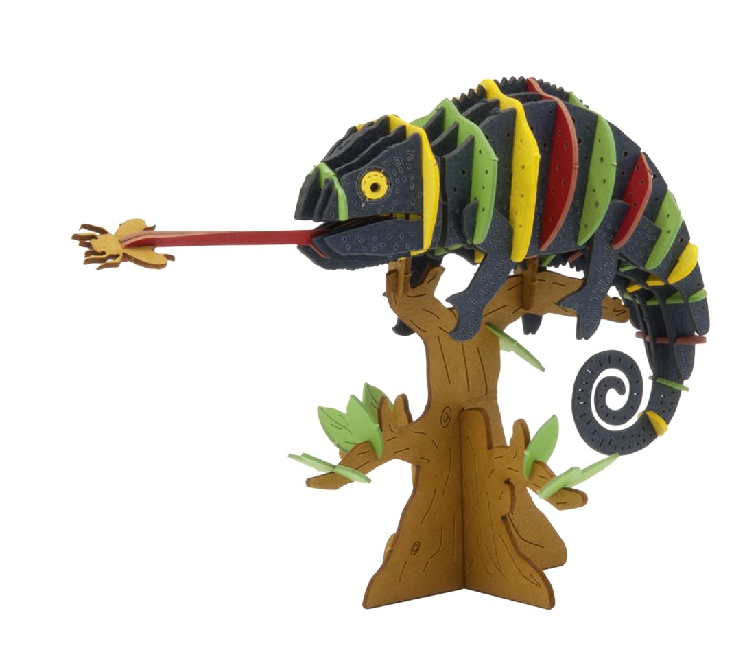 Fridolin Modello di carta 3D – camaleonte, colorato