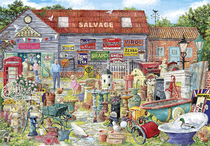 Pots & Penny Farthings | 2000 Piece Jigsaw | British Nostalgia | Val Goldfinch | Sustainable Jigsaw Puzzle for Adults | Premium 100% Recycled Board | Great Gift for Adults | Gibsons Games
