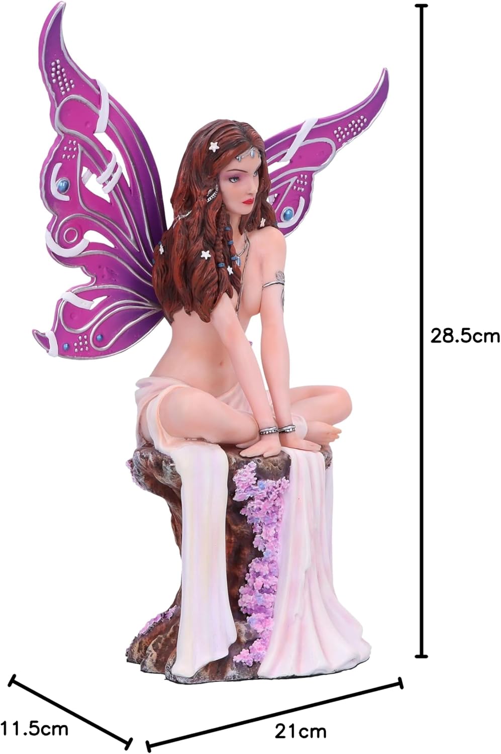 Nemesis Now Jewelled Fairy Amethyst 28.5cm, Large, Resin, Pink, Pink Jewelled Fairy Figurine, Detachable Wings, Cast in the Finest Resin, Expertly Hand-Painted