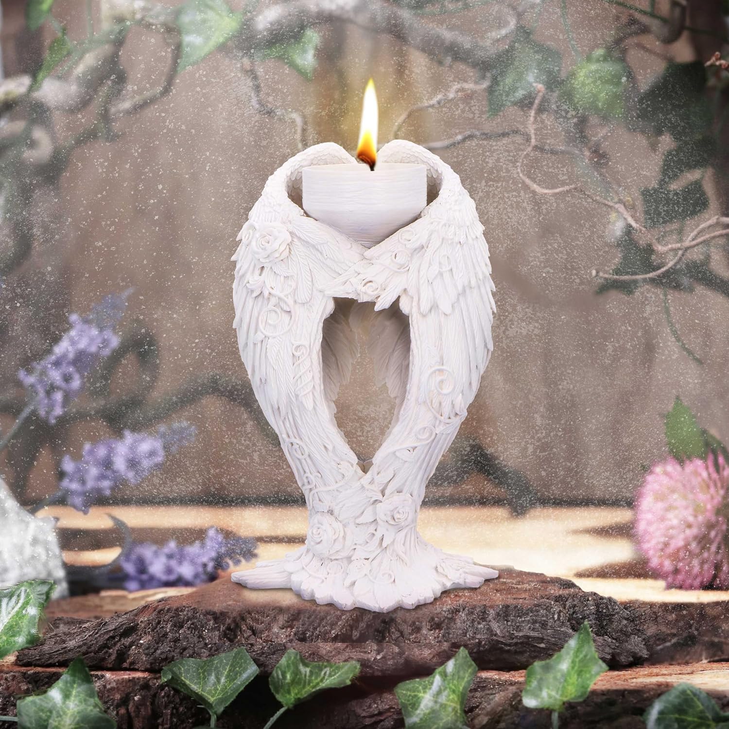 Floral Angel Wings Tea Light Candle Holder