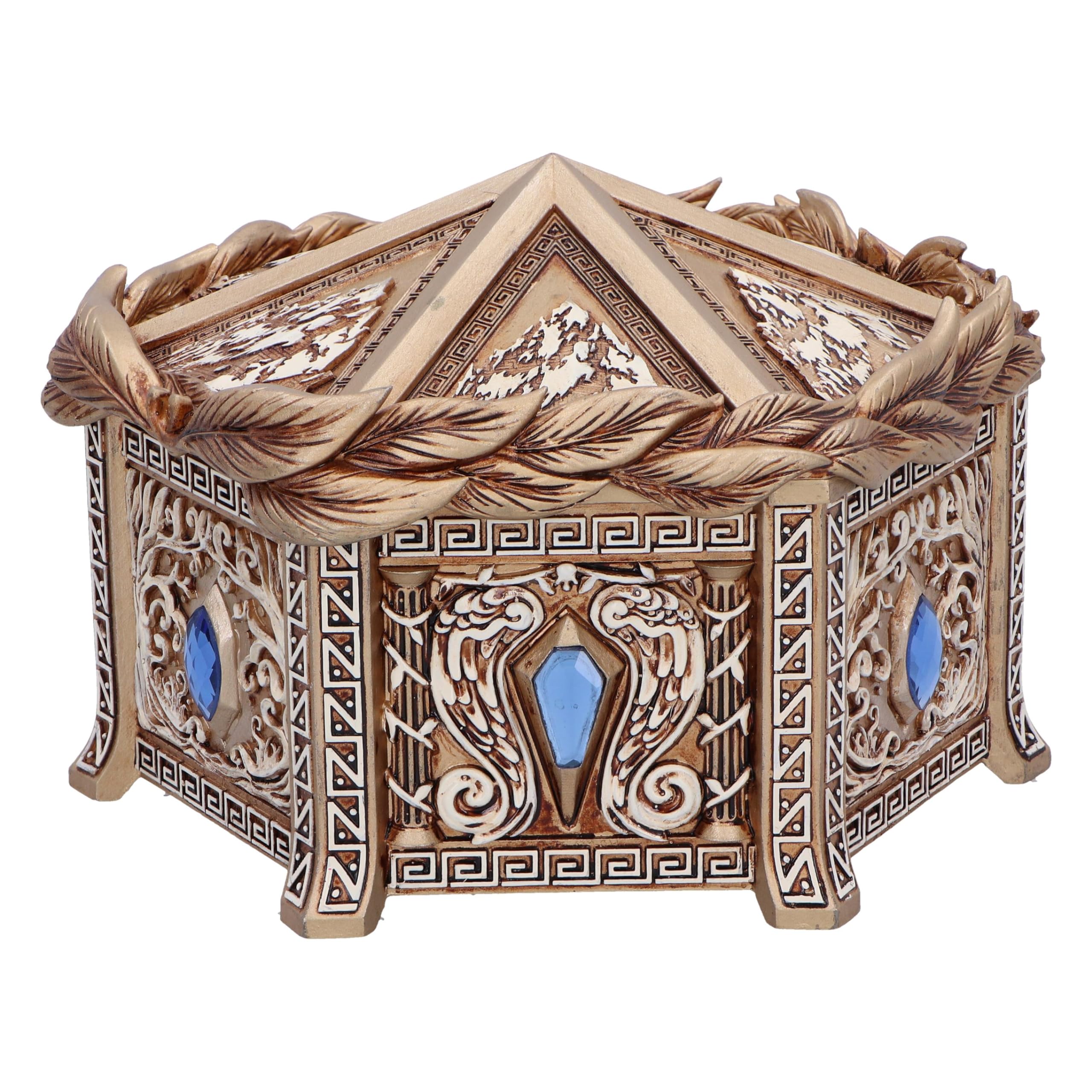 Nemesis Now Pandora's Box 11cm, Resin, Gold, Gothic Accessory & Jewellery Box, Greek Mythology Home Decor, Gold Detailing with Red Velour Interior, Cast in the Finest Resin, Expertly Hand-Painted