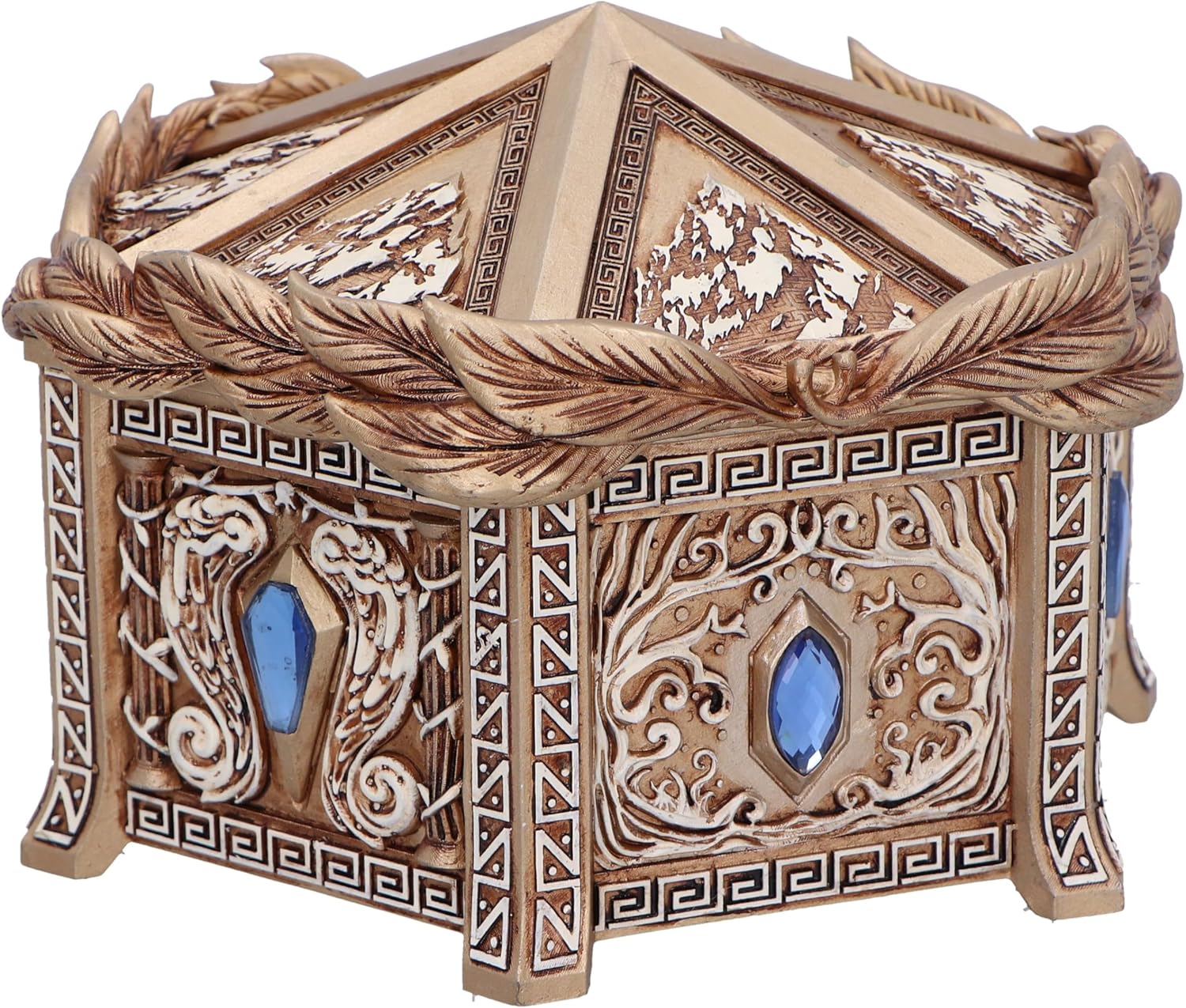 Nemesis Now Pandora's Box 11cm, Resin, Gold, Gothic Accessory & Jewellery Box, Greek Mythology Home Decor, Gold Detailing with Red Velour Interior, Cast in the Finest Resin, Expertly Hand-Painted