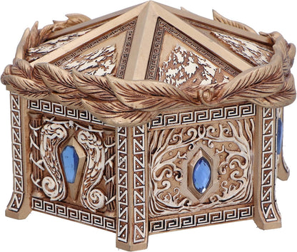 Nemesis Now Pandora's Box 11cm, Resin, Gold, Gothic Accessory & Jewellery Box, Greek Mythology Home Decor, Gold Detailing with Red Velour Interior, Cast in the Finest Resin, Expertly Hand-Painted