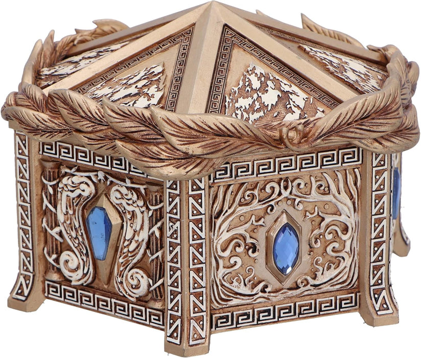 Nemesis Now Pandora's Box 11cm, Resin, Gold, Gothic Accessory & Jewellery Box, Greek Mythology Home Decor, Gold Detailing with Red Velour Interior, Cast in the Finest Resin, Expertly Hand-Painted