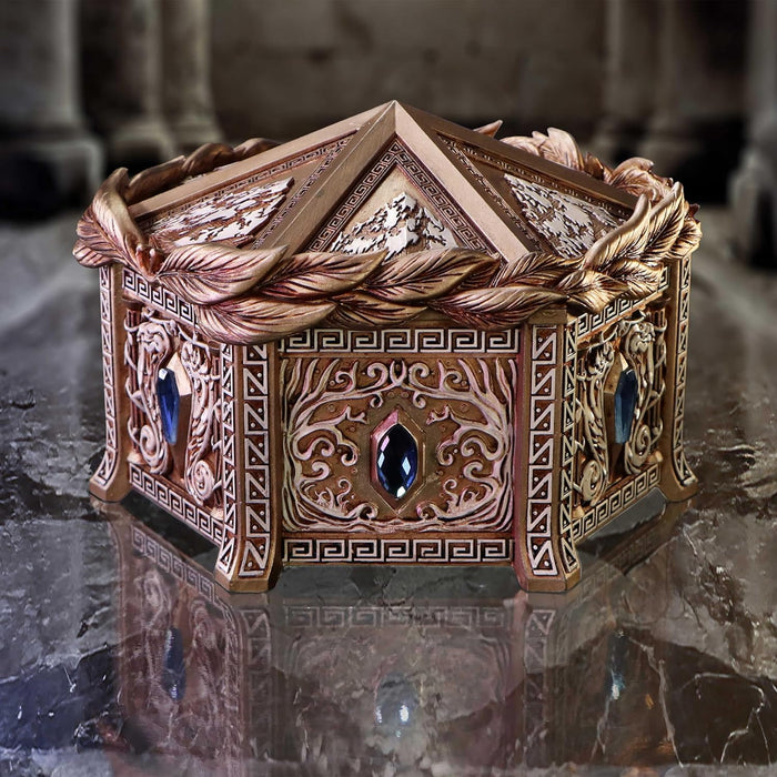 Nemesis Now Pandora's Box 11cm, Resin, Gold, Gothic Accessory & Jewellery Box, Greek Mythology Home Decor, Gold Detailing with Red Velour Interior, Cast in the Finest Resin, Expertly Hand-Painted