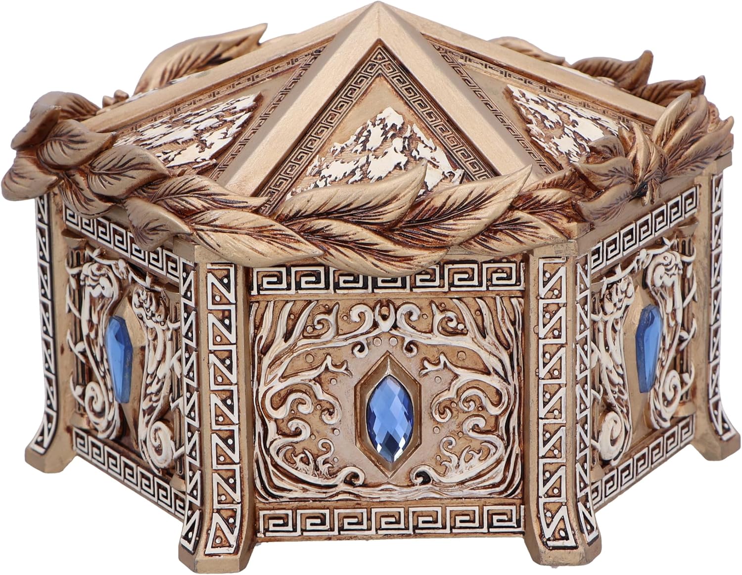Nemesis Now Pandora's Box 11cm, Resin, Gold, Gothic Accessory & Jewellery Box, Greek Mythology Home Decor, Gold Detailing with Red Velour Interior, Cast in the Finest Resin, Expertly Hand-Painted
