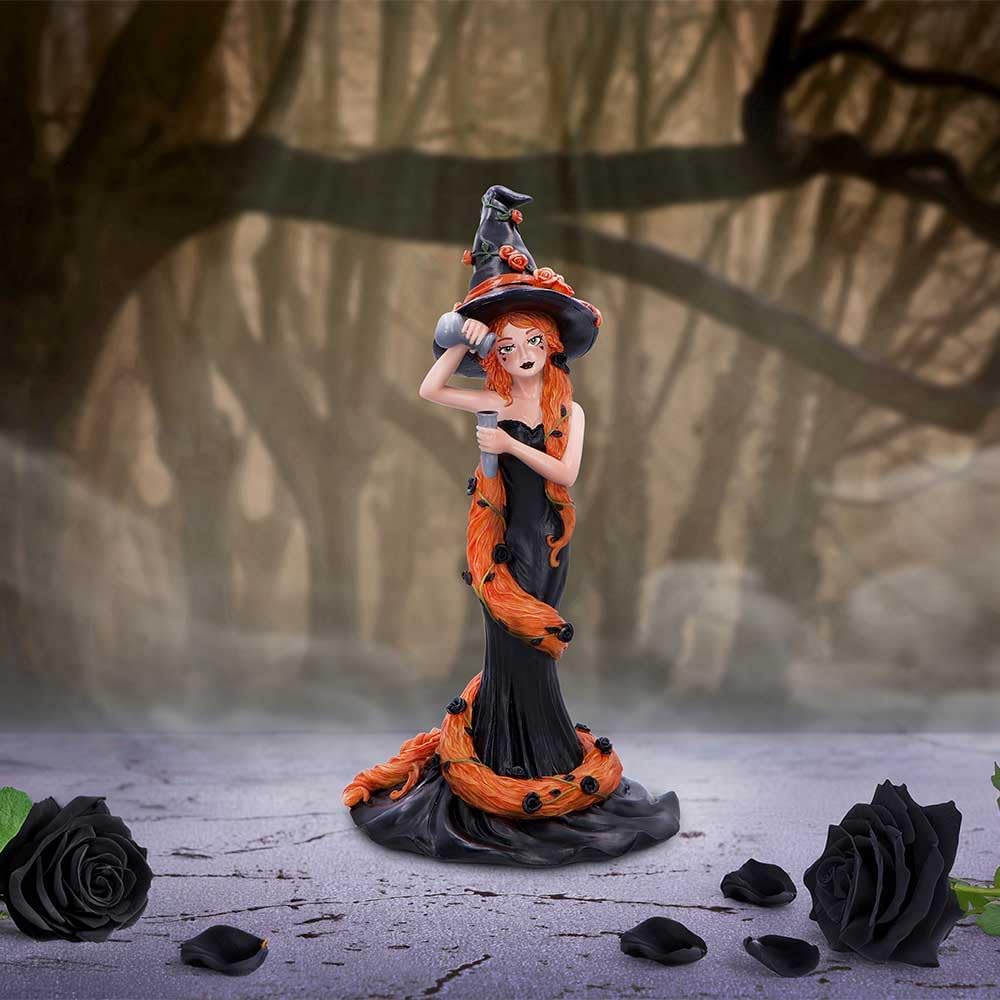 Nemesis Now Cinnamon Sugar and Spice Figurine 23.5cm, Resin, Black/Orange, Cinnamon-Inspired Red Haired Witch Ornament, Long Red-Haired Witch Figurine, Cast in the Finest Resin, Expertly Hand-Painted
