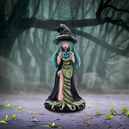Nemesis Now Sage Sugar and Spice Figurine 17.5cm, Resin, Black/Green, Nature-Inspired Witch Crystal Ball Ornament, Ethereal Witch in Nature Figurine, Cast in the Finest Resin, Expertly Hand-Painted